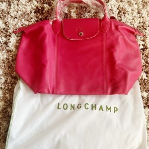 NWT Longchamp Le Pliage lambskin leather handbag shoulder bag Pink